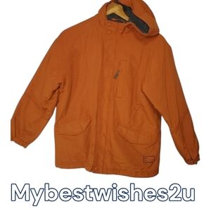 Gap jacket boys size large ( 10 ) orange grey green blue zippered pockets